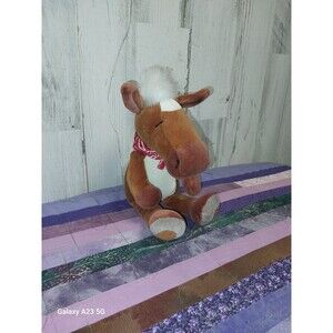 VTG Manhattan Toy Carousel Sitting Horse 9" Brown Velour Plush Stuffed Animal